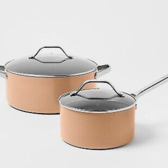 Nonstick Ceramic Coated Aluminum Cookware Set Terracotta Orange - Figmint - Picture 3 of 6